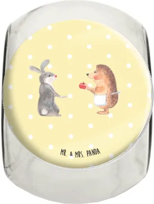 Produktbild von Mr. & Mrs. Panda Frischhaltedose Hase Igel XL 2000ml - Gelb Pastell - Geschenk, Kaffeedose, Trösten, Herzschmerz, Bonboniere, Lebensmittelbehälter, und, Teedose, keksglas