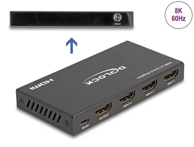 Produktbild von Delock HDMI Switch 3 x HDMI in zu 1 x HDMI out 8K 60 Hz