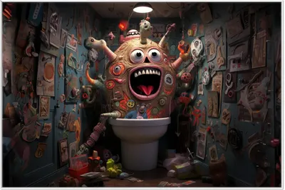 Produktbild von Wallario Wandbild Kloalarm - Toilettentroll, Größe: 61 x 91,50 cm, Poster mit weißem Aluminiumrahmen