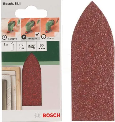 Produktbild von Bosch Schleifblatt 5 Stück, 32 mm, Körnung 80 für Deltaschleifer verschiedene Materialien,