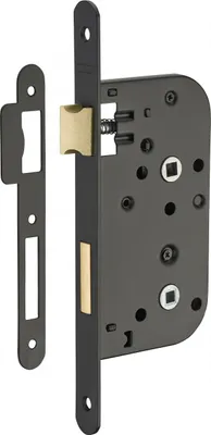 Image de Serrure encastrable à condamnation pour porte de salle de bain et toilettes, axe 50 mm, bouts ronds, noir - THIRARD