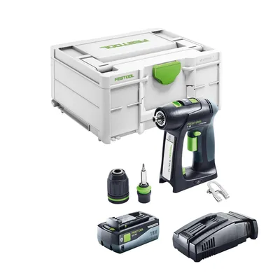 Obrázek produktu pro Festool C 18 Basic akumulátorový vrtací šroubovák 18 V 45 Nm bezkartáčový + 1x akumulátor 8,0 Ah + rychlonabíječka + systainer