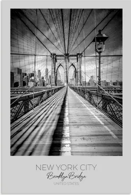 Produktbild von ARTland Wandbild Alu für Innen & Outdoor NEW YORK CITY Brooklyn Bridge III Größe: 60x90 cm