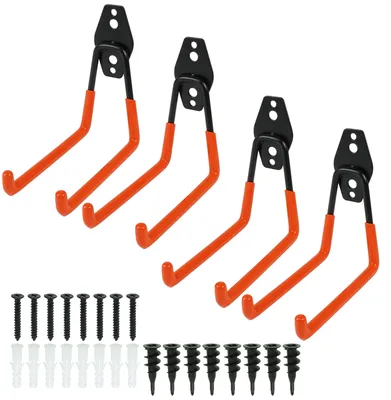 Produktbild von Wandhalterung für Garage – Garagenhaken für Fahrrad, Leitern, Kabel, Werkzeuge, 4 Stück