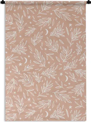 Produktbild von MuchoWow® Wandteppich Wandbehang Muster - Rosa - Blätter 60x90 cm Tapisserie Dekoration Wandtuch - Foto-Teppich - Abwaschbar