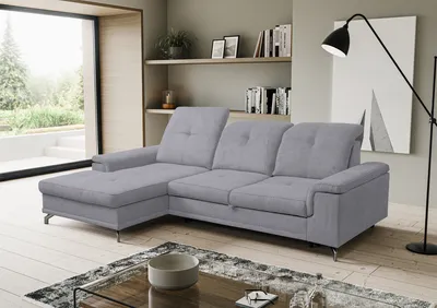 Image de VENASI PANAMA Canapé d'angle gauche avec fonction sommeil et coffre de rangement Canapé-lit Canapé d'angle en L GRIS