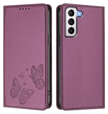 Image de Étui en cuir pour Samsung Galaxy S21+ 5G, motif papillon, étui portefeuille à rabat avec support, violet