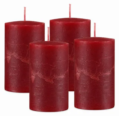 Produktbild von Rustik Adventskranzkerzen 4er Set Weihnachtsrot 10 x 6 cm