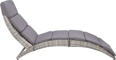 Image de vidaXL Bain de soleil Poly rotin 159 x 57 x 76 cm Gris
