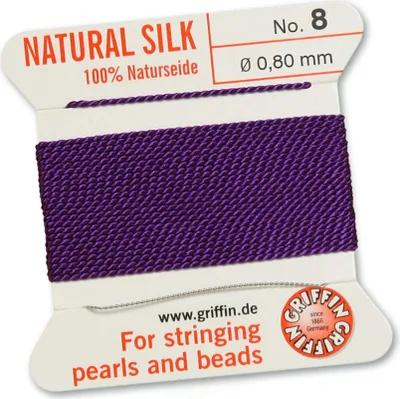 Produktbild von Perlseide Natur amethyst Nr-8-0,80mm - 2m / 1 Nadel
