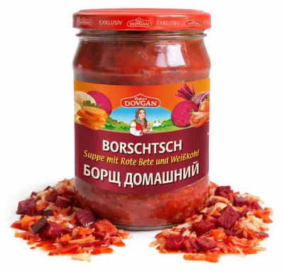 Produktbild von Dovgan Borschtsch Suppe mit Rote Bete und Weißkohl (5 x 480 g)