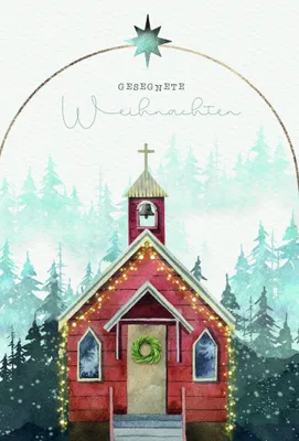 Produktbild von Weihnachten Grußkarte - Glückwunschkarte mit Umschlag - Kirche