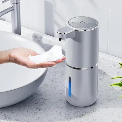 Obrázok produktu pre Elektrický bezdotykový dávkovač penového mydla so senzorom, nabíjanie cez USB, 380 ml, strieborný
