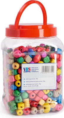 Produktbild von VBS Holzperlenmix, 700g, bunt, mit unterschiedlichen Formen zum Basteln