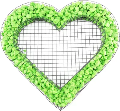 Produktbild von Herz Gitter Grabschmuck Grabgestaltung Gartendekoration mit Buntsteinen Glassteinen Natursteinen Füllart: Buntsteine Farbe Steine: Verde Mela