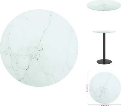 Image de vidaXL Plateau de table Blanc Ø30x0,8 cm Verre trempé imitation marbre - Plateaux de table