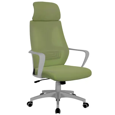 Produktbild von Bürostuhl mit Lordosenstütze im Netzstoff-Design Schreibtischstuhl mit Wippfunktion ergonomischer Drehstuhl mit einer verstellbaren atmungsaktiven Rückenlehne,Farbe:Grau/Grün