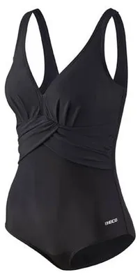 Produktbild von Beco Damen Badeanzug Schwarz E-Cup mit geformten Soft-Cups, drapiertem V-Ausschnitt