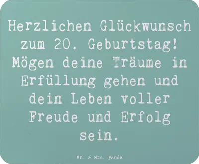 Produktbild von Mr. & Mrs. Panda Mousepad Spruch 20. Geburtstag - Meeresbrise - Geschenk, Happy Birthday, Feiern, Alter, pc mauspad, liebevoll, handgefertigt, Glückwunsch, Mouse Pad