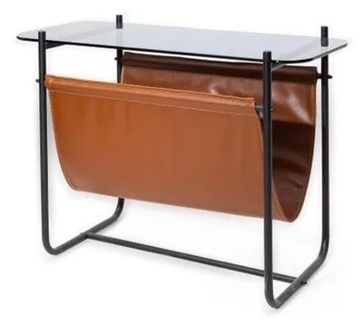Produktbild von Stilvoll Beistelltisch Mit Glasplatte Braun Farbe möbel für Wohnzimmer