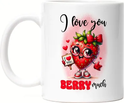 Produktbild von I Love You Berry Much Erdbeere Liebe Tasse Weiß