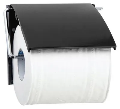 Image de Porte Rouleau Papier Wc Plastique Noir  Inox - M S V