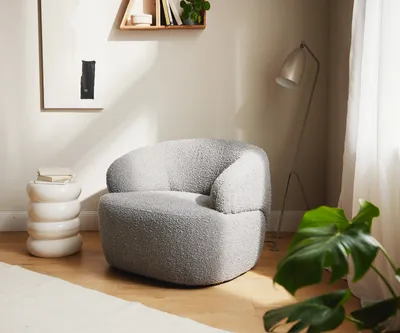 Produktbild von DELIFE Loungesessel Nova 88x88 cm Bouclé Silbergrau