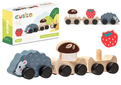 Obrázek produktu pro Dřevěná hračka Moudrý ježek Vagónky Jahoda Houba 15467