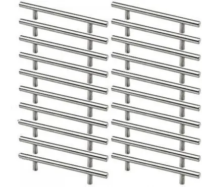 Produktbild von 20 x Küchenschrankgriffe aus Edelstahl, 128 mm Lochabstand, T-Griff aus gebürstetem Stahl für Schranktüren