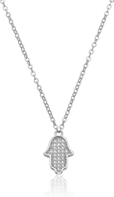 Produktbild von Karisma Damen Silber 925 Anhänger Fatima's Hand Zrikonia Collier Kette Verlängerung 5cm - Roségold Schwarze Steine