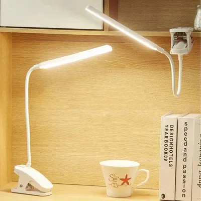 Immagine prodotto di Lampada fluorescente USB con clip, luce notturna da comodino, 24 LED, collo flessibile, portatile, adesiva, per la scrivania del computer, comando touch.
