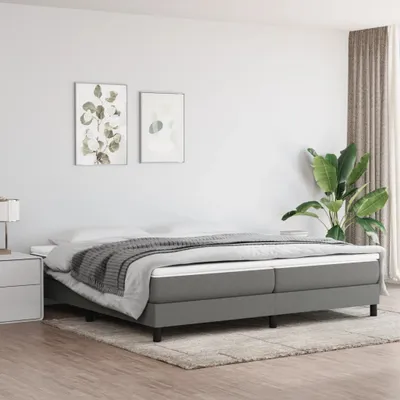 Image de The Living Store Sommier tapissier gris foncé 200x200 cm tissu