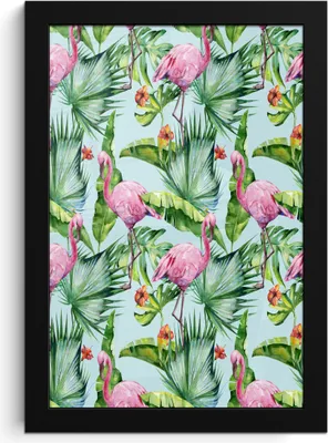 Produktbild von MuchoWow® MuchoWow® Gerahmtes Poster Blatt - Flamingo - Tropisch 20x30 cm - Poster mit zchwarzem Bilderrahmen - Drucken - Bilder Poster im Rahmen
