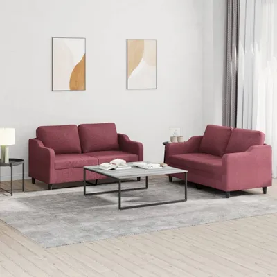 Produktbild von Maison Exclusive - 2-tlg. Sofagarnitur mit Kissen Weinrot Stoff