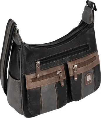 Produktbild von Schultertasche (15161) Damentasche Umhängetasche Leder Optik Handtasche SCHWARZ-GRAU