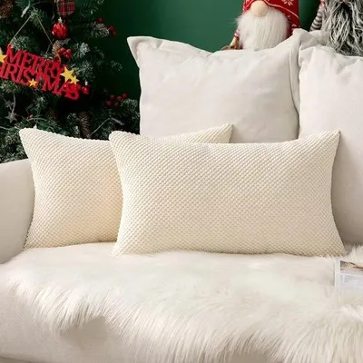 Produktbild von Unyqoos Kissenhüllen Set 2 Stück 40 x 60 cm Beige mit Korrelmuster für Wohnzimmer und Schlafzimmer