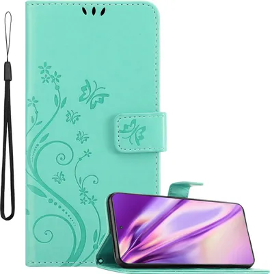 Produktbild von Cadorabo Hülle für Motorola EDGE 20 Schutz Hülle in Türkis Schutzhülle Handy Hülle Etui Case Blumen Flower