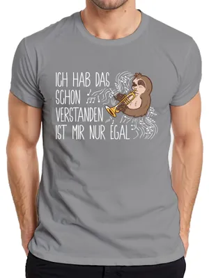 Produktbild von Ich hab das schon verstanden Faultier Trompete Musikfan Sarkasmus Herren T-Shirt, Grau, L