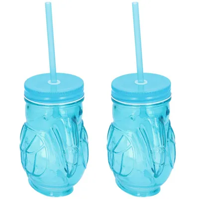 Produktbild von 2er Set Trinkgläser in Tukan Optik Cocktail Gläser mit Deckel und Trinkhalm Bar Cocktailgläser Longdrinkgläser Partygläser