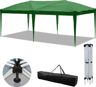 Obrázek produktu pro Clanmacy altán skládací altán 3x6m zelený párty stan UV ochrana výškově nastavitelný s taškou na přenášení, pro venkovní kempování na zahradě bez bočních stěn