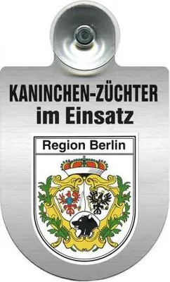 Produktbild von Einsatzschild Windschutzscheibe incl. Saugnapf - Kaninchenzüchter im Einsatz - incl. Regionen nach Wahl - 309361 - Color - Region Berlin