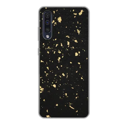Produktbild von MuchoWow® Handyhülle Schutzhülle Hülle für Samsung Galaxy A50 Goldene Flocken auf schwarzem Hintergrund Silikon Softcase Handy Hülle - Mobiltelefonhülle