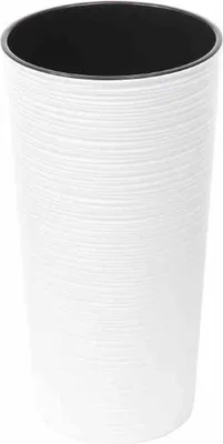 Image de SIENA GARDEN Jardinière LOCON GROOVE, blanc aspect rainuré, Ø 25 x 46,5 cm