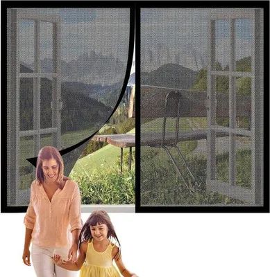 Zdjęcie produktu dla Magnetyczna osłona okienna – ochrona przed szkodnikami – magnetyczna – 150 x 130 cm – czarna