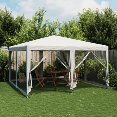 Productafbeelding van Maison Exclusive - Partytent met 8 mesh-zijpanelen, wit, 4x4 meter, HDPE