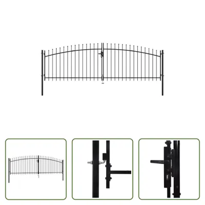 Obrázok produktu pre Dvojkrídlová záhradná brána s hrotmi 400 × 175 cm