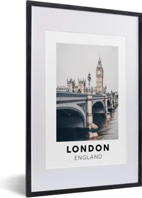 Produktbild von MuchoWow® Gerahmtes Poster London - England - Brücke 40x60 cm - Poster mit Schwarzem Bilderrahmen Wandposter Rahmen Foto Bilder - Poster in Rahmen