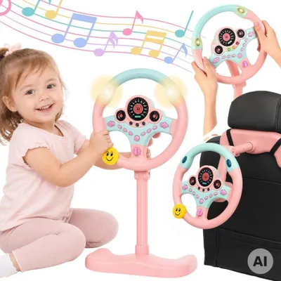 Imagen del producto de Woopie Volante De Coche Interactivo Con Luces Rosa