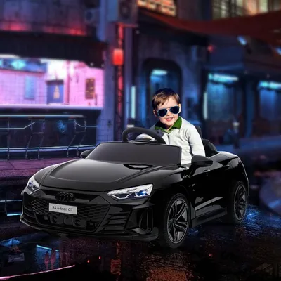 Image de Voiture électrique pour enfants Audi RS e-tron GT sous licence officielle, voiture électrique avec télécommande, ceinture de sécurité, noir | 103 x 58 x 41 cm | 12 V | 5 km/h