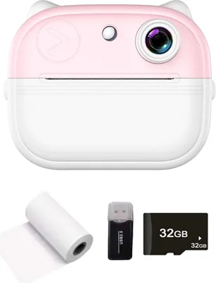 Obrázok produktu pre Detský fotoaparát, termálna okamžitá tlačiareň, 2,0" obrazovka, fototlačiareň, 48 MP, podpora zadnej kamery, časovač nahrávania, nahrávanie videa, termálna tlač bez atramentu s 1 bielym tlačovým papierom, vzdelávacia hračka pre batoľatá, darček k narodeninám pre dievčatá, chlapcov, na dovolenku, cestovanie
